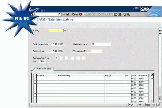 Materialentnahme 'auf  die Schnelle' f&uuml;r SAP PM
